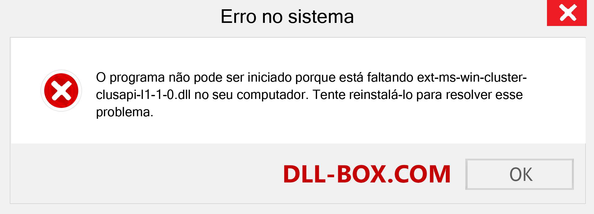 Arquivo ext-ms-win-cluster-clusapi-l1-1-0.dll ausente ?. Download para Windows 7, 8, 10 - Correção de erro ausente ext-ms-win-cluster-clusapi-l1-1-0 dll no Windows, fotos, imagens